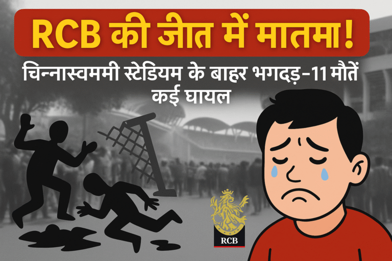 RCB की पहली IPL जीत, बेंगलुरु में भगदड़, RCB जश्न हादसा, बेंगलुरु हादसा 2025, चिन्नास्वामी स्टेडियम भगदड़, IPL 2025 भगदड़, IPL जीत पर मौतें, RCB फैंस हादसा, विराट कोहली RCB जीत, Bengaluru stampede IPL, IPL victory tragedy, RCB celebration crowd crush, RCB news in Hindi, IPL 2025 breaking news, Bangalore stadium mishap, Crowd management failure India, RCB fans injured, Bengaluru stadium news today, IPL safety negligence, KSCA negligence news