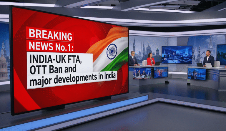 India-UK भारत में आज की सबसे बड़ी खबरें: यूके FTA, OTT बैन और महत्वपूर्ण घटनाक्रम Breaking News No.1