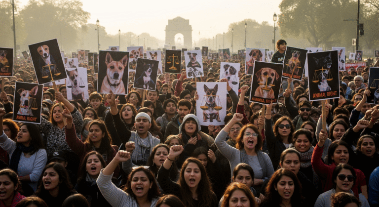 दिल्ली डॉग प्रोटेस्ट: दिल्ली की सड़कों पर क्यों उतरा 'इंसानियत का सैलाब'? कुत्तों के लिए इंसाफ की वो मांग जो देश हिला देगी!