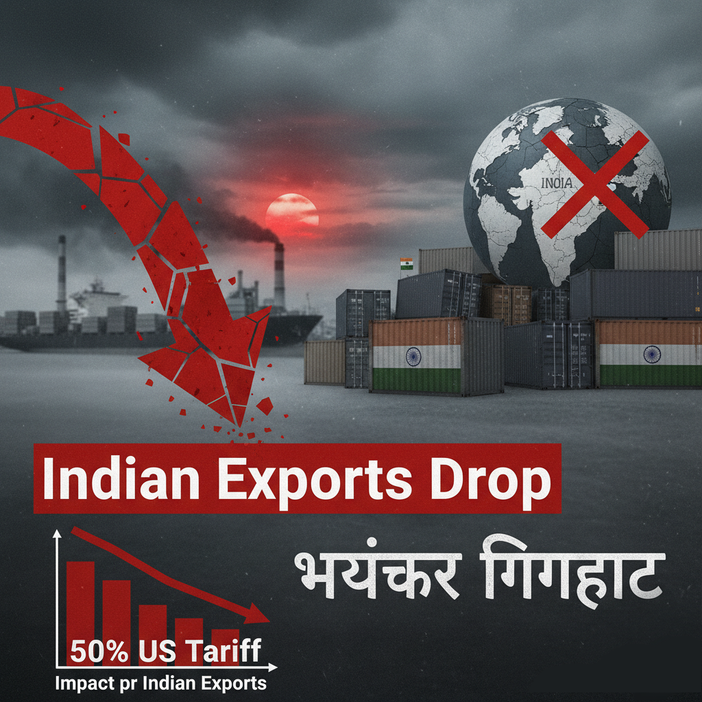 Indian Exports Drop भयंकर गिरावट: 50% US टैरिफ से Indian Exports पर Impact