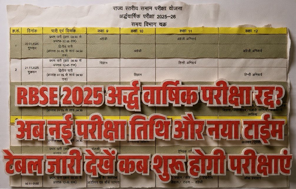 RBSE Half Yearly Exam 2025 Time Table: 8वीं से 12वीं तक की परीक्षाओं के लिए संपूर्ण गाइड और अचूक रणनीति