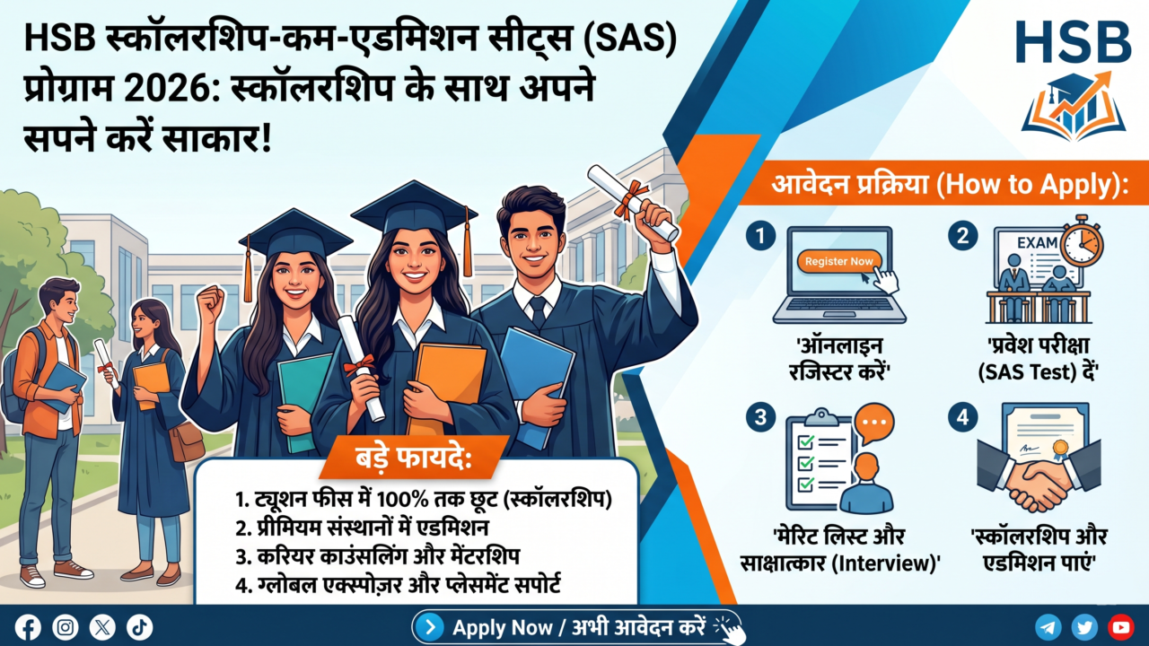 HSB SAS Program 2026: स्कॉलरशिप के साथ अपने सपने करें साकार! जानें आवेदन प्रक्रिया और बड़े फायदे